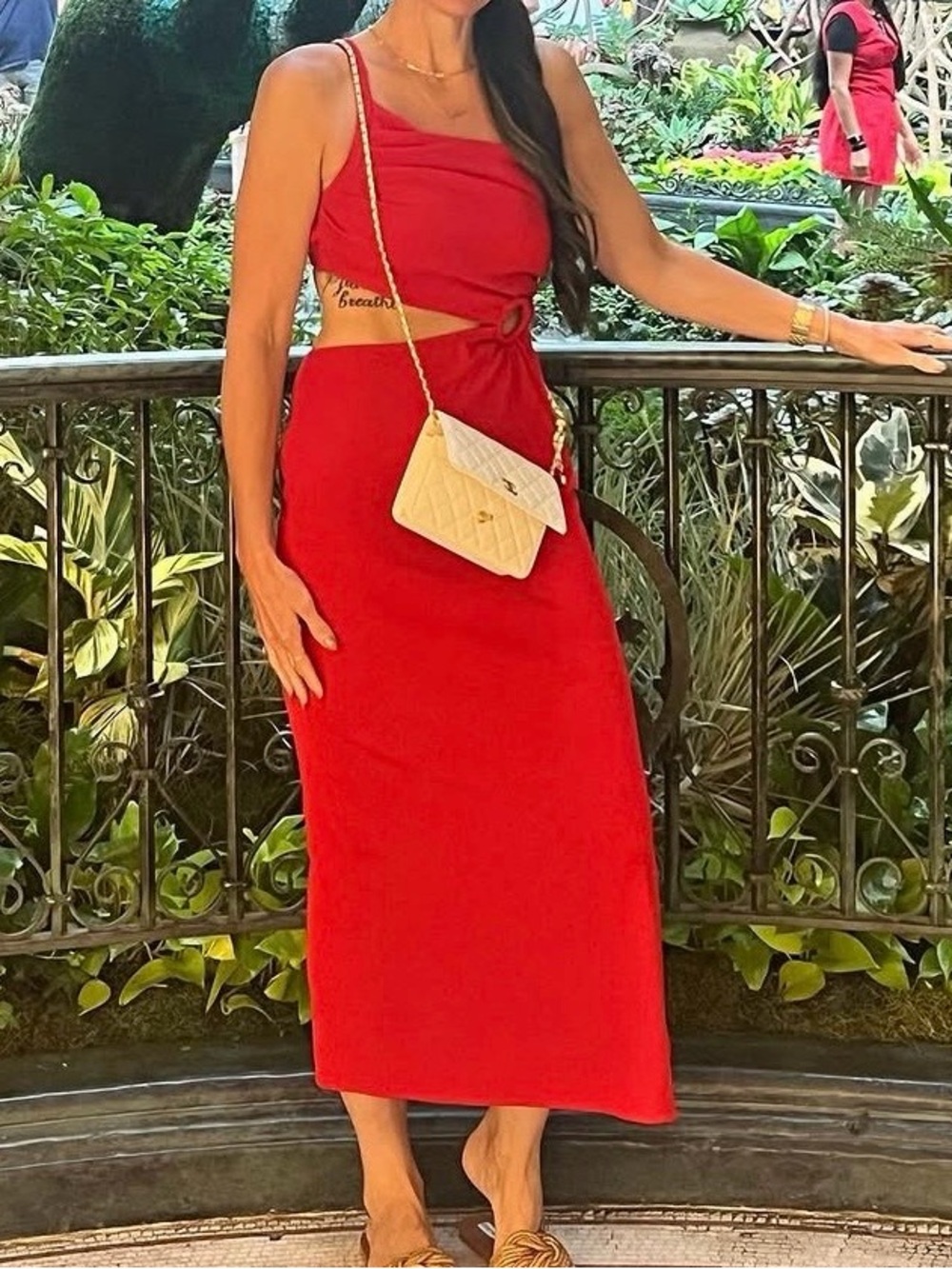 Red Cutout Midi Dress